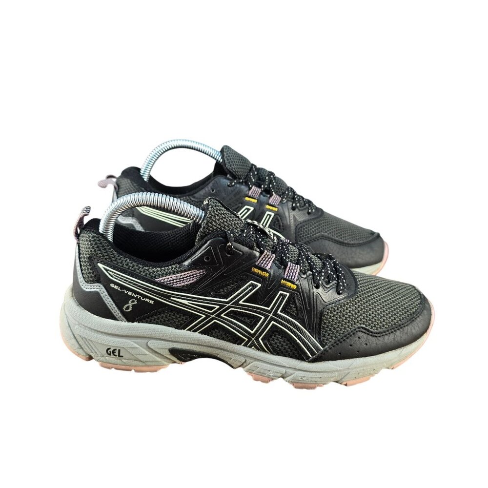 Asics Gel-Venture 8 Womens Running Shoes Size 7.5‎ Sneakers Black & Gray